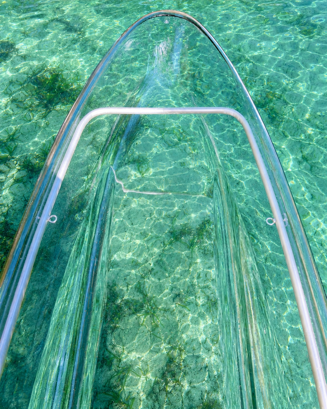 View through a clear kayak on the Silver River